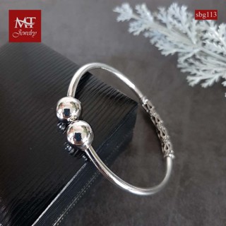 MT กำไลข้อมือเงินแท้ กำไลหลอด หัวบอลกลม สไตล์บาหลี ข้อมือ 16 ซม. Solid 925 Sterling Silver Bangle (sbg113) MT Jewelry มณีธารา