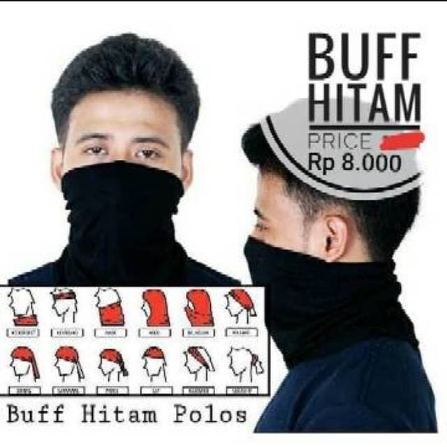 Bandana Buff ผ้าบัฟสีดําธรรมดา motif หน้ากากผ้าพันคอ Buff multi-function ผ้าพันคอผ้าพันคอ slayer