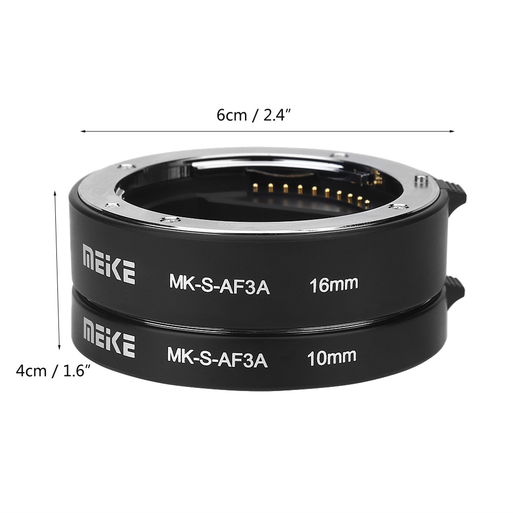 Meike MK-S-AF3A Auto Focus Macro Extension Tube 10 มม.16 มม.สําหรับ Sony E-Mount FE-Mount A7 NEX-F3 NEX-6 NEX-7 NEX-5T A6300 A6500