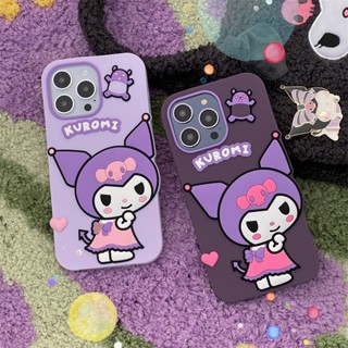 เคสโทรศัพท์ ยางซิลิโคนนิ่ม กันกระแทก ลายการ์ตูนคุโรมิ สีม่วง สําหรับ iPhone 14 13 12 11 Pro Max 14plus X XR XS Max