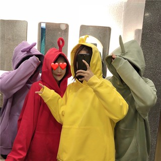 Teletubbies เสื้อแจ็กเก็ตกันหนาว ผ้าฟลีซ มีฮู้ด ทรงหลวม ลายการ์ตูน แฟชั่นฤดูใบไม้ร่วง และฤดูหนาว สไตล์สปอร์ต สําหรับผู้หญิง