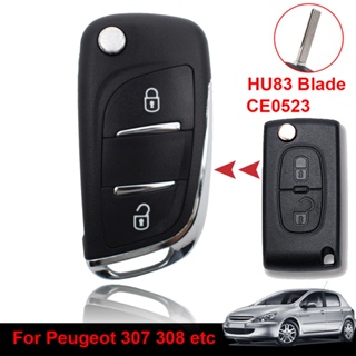 เคสรีโมตกุญแจรถยนต์ แบบพับได้ ดัดแปลง สําหรับ Peugeot 207 307 308 3008 5008 Expert Partner Citroen C3 Picasso Blade CE0536