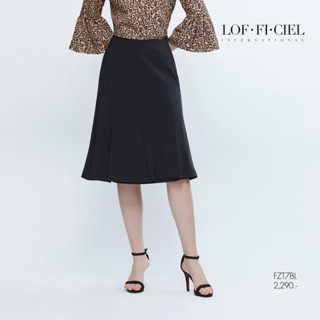 Lofficiel กระโปรงผ้าเครปทวิลความยาวมาตรฐาน CREPE TWILL SKIRT (FZT7BL)