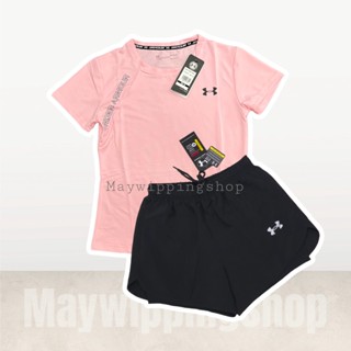 ชุดเซตกีฬาหญิง เสื้อ+กางเกงขาสั้น มีซับใน (UA09)