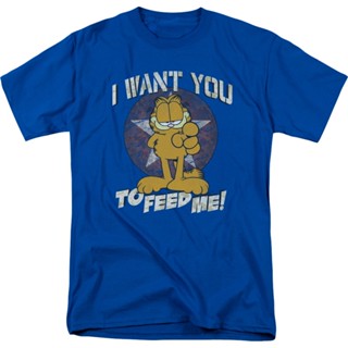 I Want You To Feed Me Garfield T-Shirt เสื้อยืด cotton เสื้อขาว