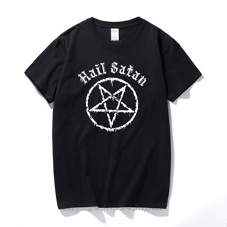 Hail ซาตานเสื้อยืด Pentagram Rock Goth Unholy ซาตาน Punk Emo Alternative ของขวัญแฟชั่น Streetwear Tee เสื้อ Homme