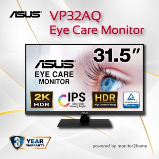 ASUS 31.5” 2K Monitor VP32AQ - WQHD (2560 x 1440), IPS, 100% sRGB, HDR10, 75Hz, Speakers, Adaptive-Sync/FreeSync, Low Blue Light, Eye Care, VESA Mountable, Frameless, DisplayPort, HDMI, Tilt - -3 yrs warranty