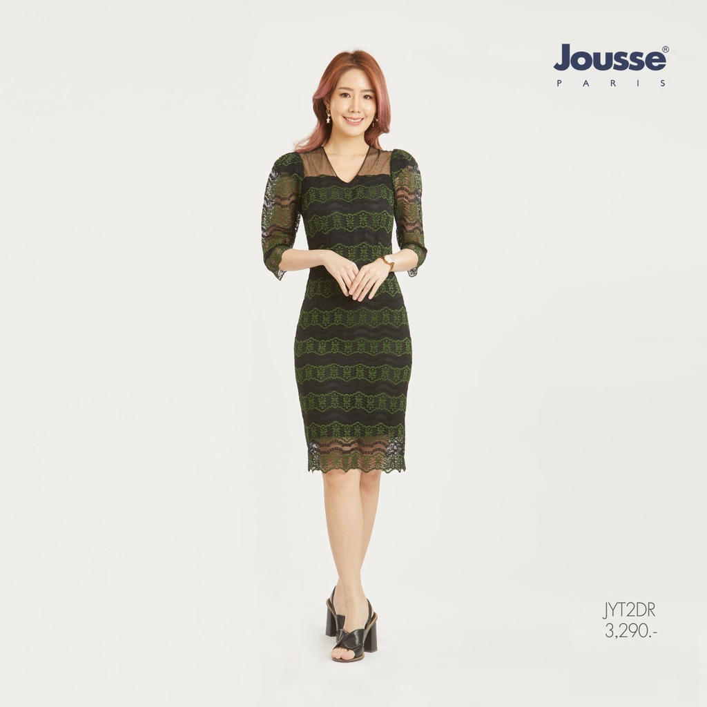 Jousse ชุดเดรส ลูกไม้ ออกงาน ไหล่ตั้งทรงเข้ารูป (JYT2DR)