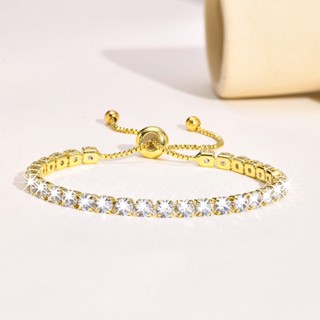 Vnox CZ สร้อยข้อมือเทนนิส ทอง 18K 4 มม. ปรับได้ สําหรับผู้หญ…