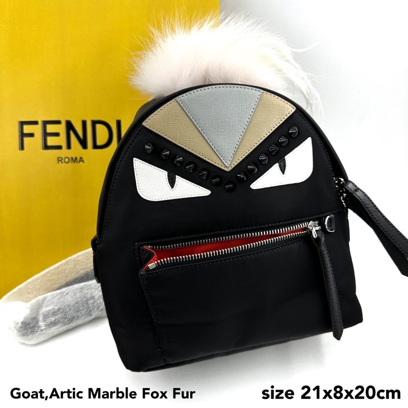 CLEARANCE SALE!! Fendi monster mini backpack กระเป๋าเป้ เฟนดิ มินิ มอนสเตอร์ ของแท้ เป้เฟนดิ เป้สีดำ เป้แบรนด์เนม