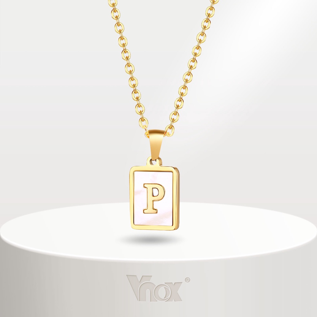 Vnox สร้อยคอสเตนเลส จี้รูปตัวอักษรอังกฤษ 26 ตัว สําหรับผู้หญิง