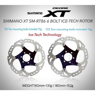 ใบดิส Shimano XT, SM-RT86-S, IceTech, 160&amp;180mm. ( 6 รู ) DIsc Brake Rotor