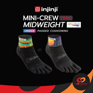 Pootonkee Sports INJINJI MINI CREW TRAIL SPECTRUM (UNISEX) ถุงเท้า 5 นิ้ว ถุงเท้าวิ่งเทรล เหนือข้อ แบบหนากลาง