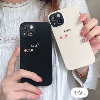 พร้อมส่ง 2 สี เคสโทรศัพท์ เคสกันเลนส์กล้อง เคสคลุมเลนส์ 🌚 Luck สีดำ/Happy สีครีม