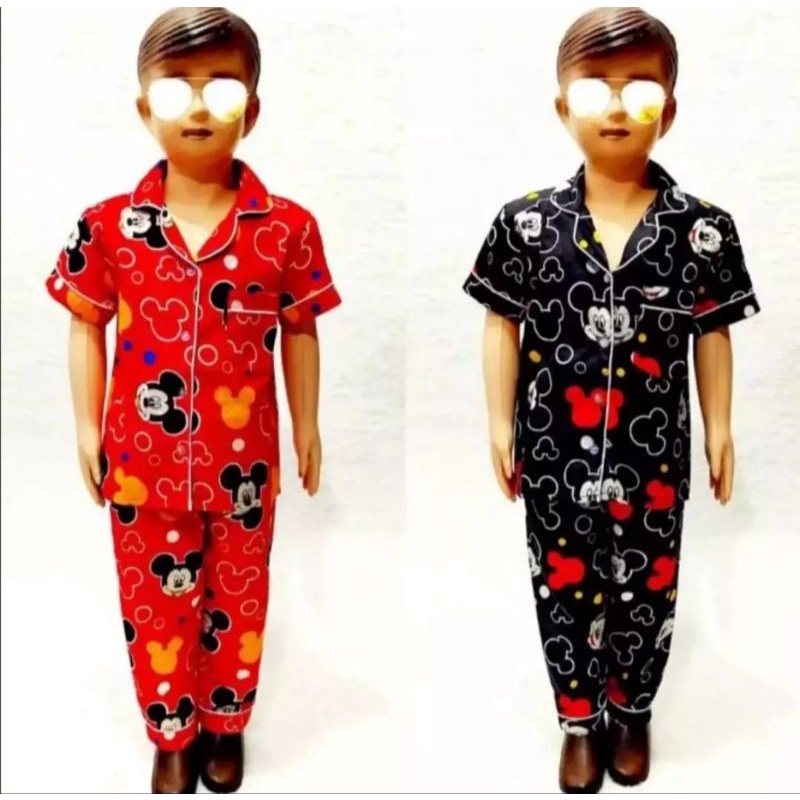 MiCKEY MOUSE MOTIF CHILDRENS PAJAMAS / CHILDRENS SLEEPING CLOTHES / CHILDRENS STYLES