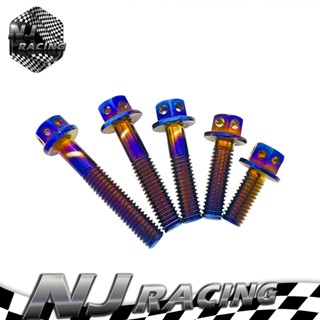 NJ RACING น็อต สแตนเลส แคร้งเครื่อง หัวเจาะ สีไทเท M6 ความยาว 6*15/6*20/6*25/6*30/6*35 (ขายเป็นตัว)