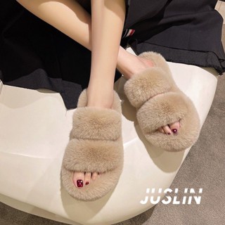 JUSLIN  รองเท้าแตะผู้หญิง รองเท้าแตะ พื้นนุ่ม กันลื่น นุ่ม ใส่สบาย ขนฟู แฟชั่น รองเท้าแตะสวม น่ารัก สไตล์เกาหลี ทันสมัย Beautiful คุณภาพสูง JU220289 37Z230910