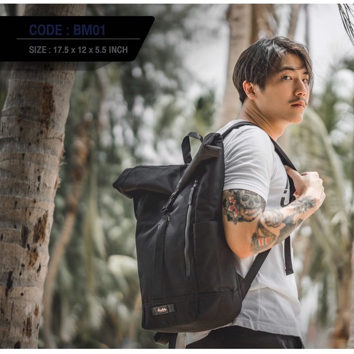 Bagsbird BM01 เป้สะพายหลังเคลือบกันน้ำ ซิปกันนํ้าช่องใส่โน๊ตบุ๊ครองรับ14 นิ้วขยายได้ 4นิ้ว