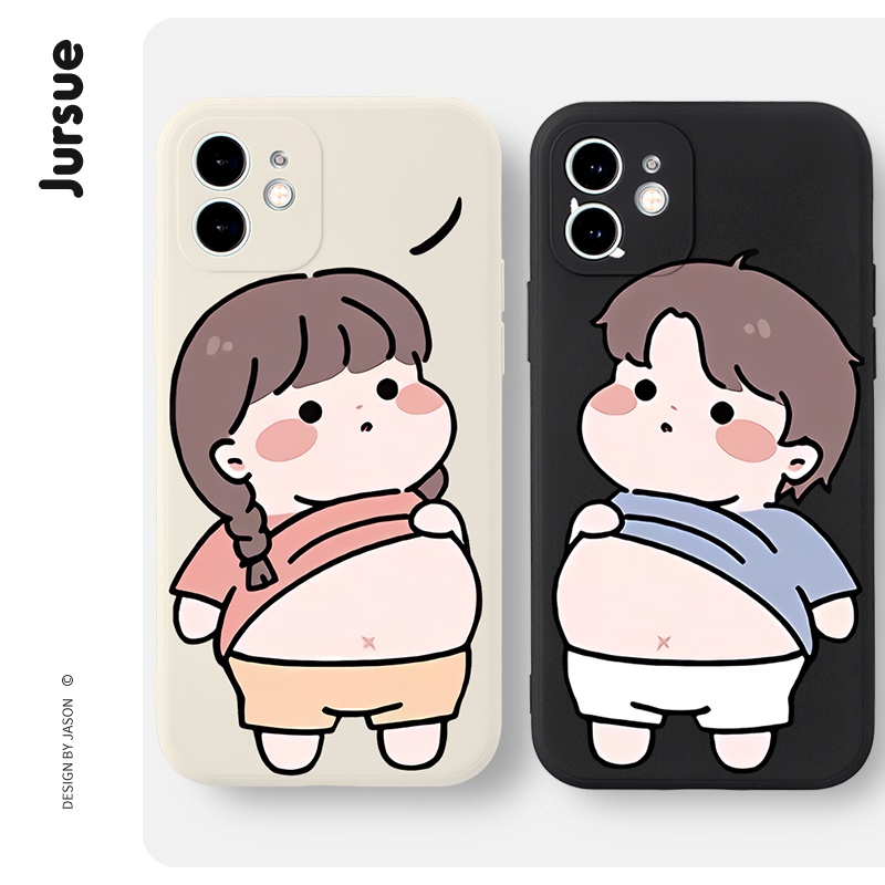 JURSUE คู่น่ารักตลกเคสโทรศัพท์ iPhone 17 Air 16 15 14 13 12 11 Pro Max SE 2020 X XR XS 8 7 ip 6S 6 Plus XYH913