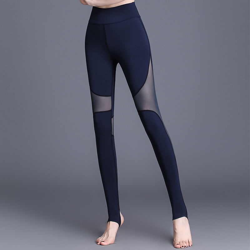 กางเกงโยคะ ผ้าตาข่าย แบบรัดรูป ความยืดหยุ่นสูง | กางเกงกีฬา เอวสูง ยกสะโพก สําหรับออกกําลังกาย วิ่ง | กางเกงวอร์มขายาว แบบแห้งเร็ว