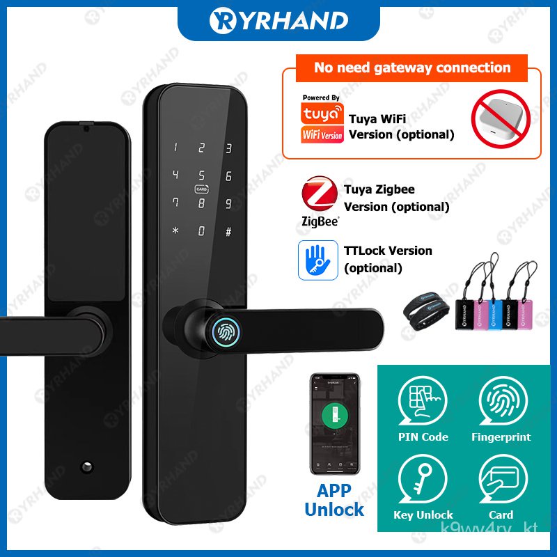 รหัสผ่าน,Tuya Fechadura Eletronica Digital Fingerprint Eletric Door Lock Zigbee Ttlock Remote Unlocking Wifi Smart Door