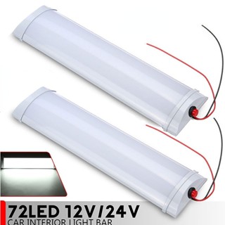 หลอดไฟเพดานรถยนต์ LED 72 ดวง 12 24V 10W สีขาว พร้อมสวิตช์ สําหรับรถตู้ รถบรรทุก 1 ชิ้น