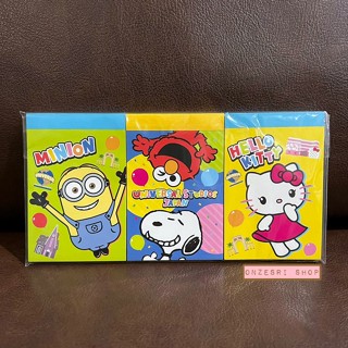 เซ็ตสมุดฉีกเล่มเล็ก 3 เล่ม ลายรวม Characters (USJ) แบบ Hello Kitty &amp; Minion มีเฉพาะที่ Universal Studios Japan เท่านั้น