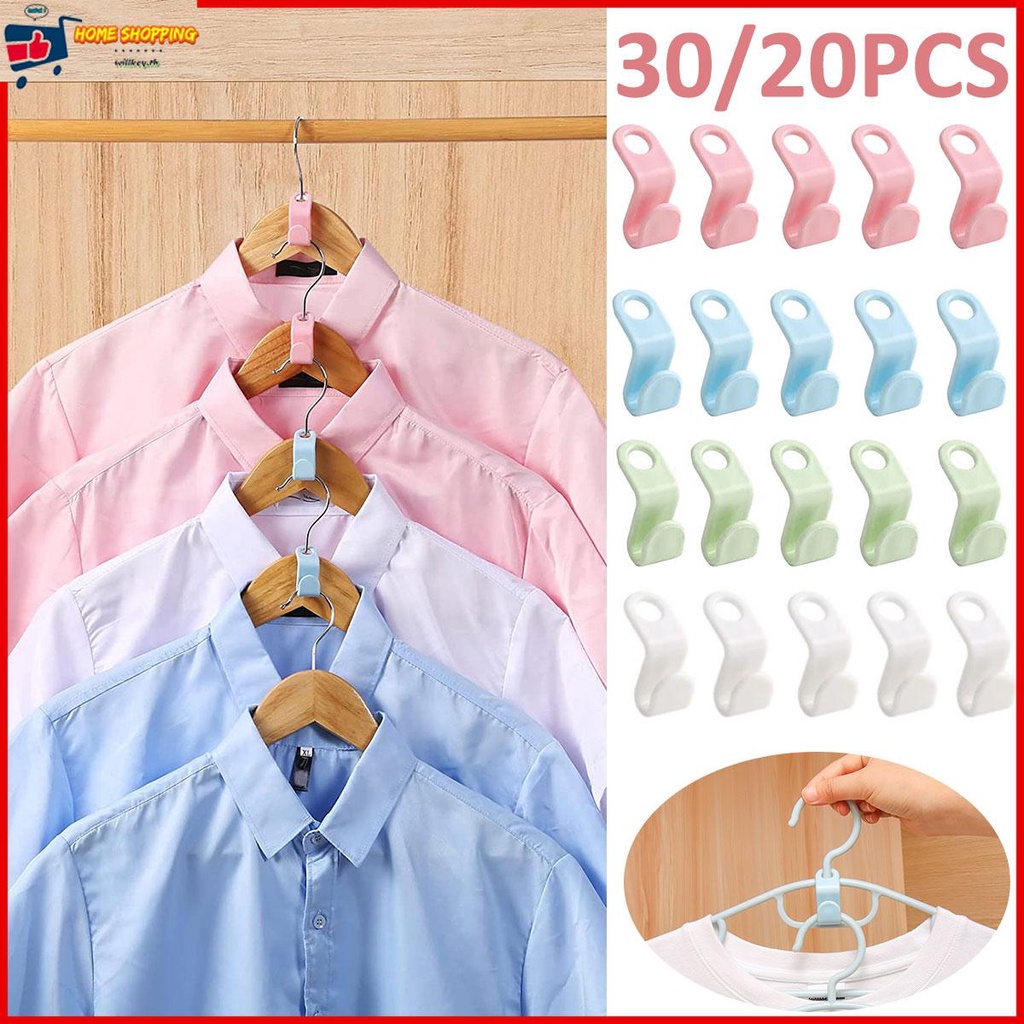 [SALE พ.ย.-ธ.ค.]ตะขอแขวนเสื้อผ้าเชื่อมต่อ พลาสติก 20 ชิ้น/30 ชิ้น สำหรับตู้เสื้อผ้า