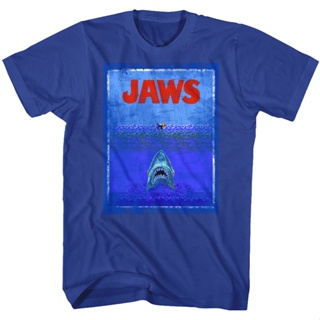 8-Bit Jaws T-Shirt เสื้อยืดสีขาวผู้ชาย เสื้อตราหานคู่ เสื้อสีขาว