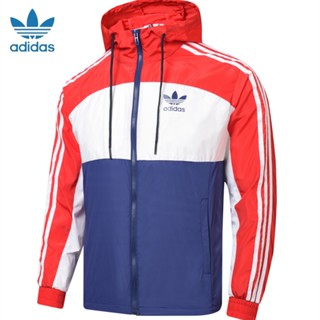 Adidas เสื้อแจ็กเก็ต เสื้อกีฬา กันลม มีฮู้ด ของแท้ ใส่กลางแจ้ง สําหรับผู้ชาย และผู้หญิง