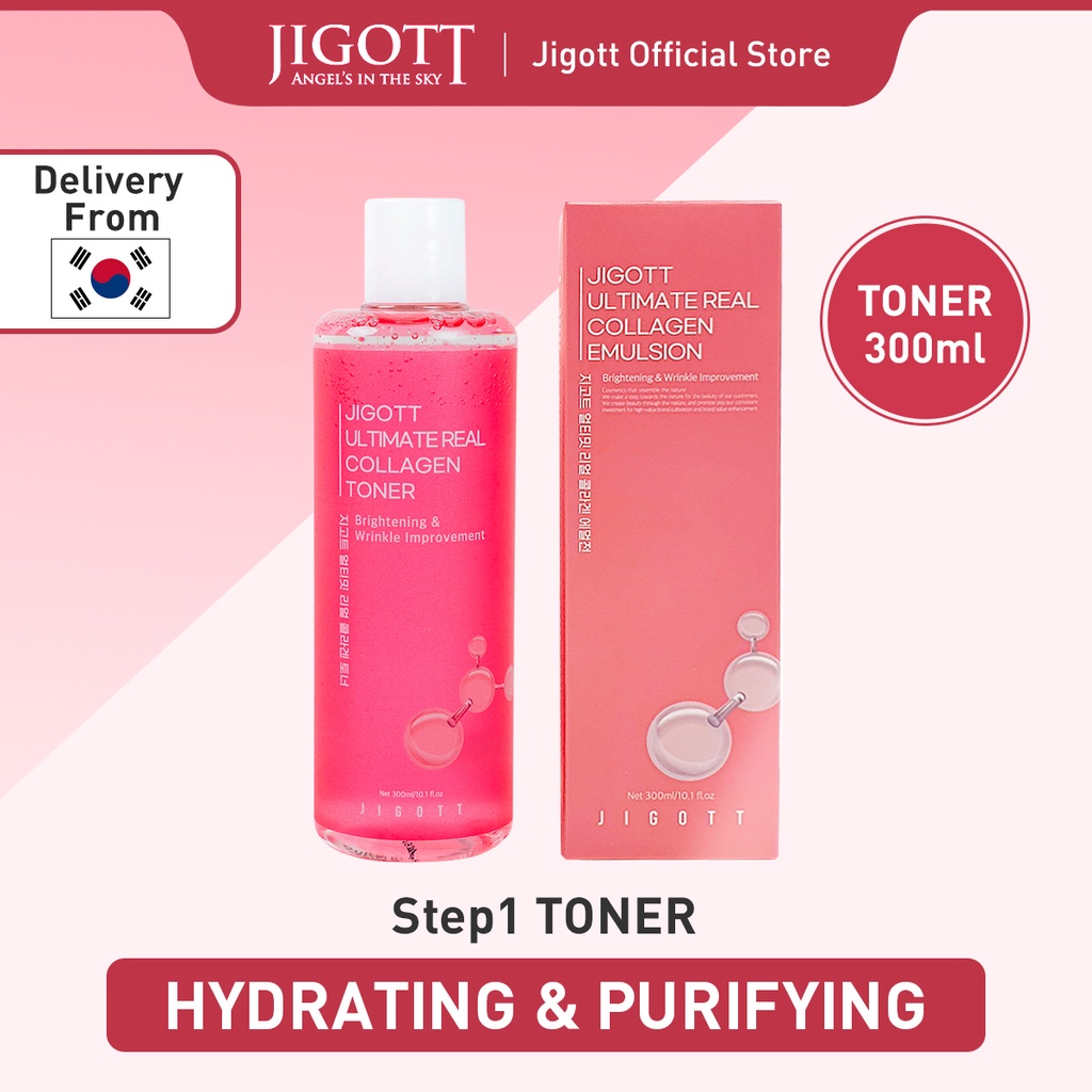 [KOREA] Jigott Ultimate Real Collagen โทนเนอร์บํารุงผิวหน้า ให้ความชุ่มชื้น ขนาด 300 มล.