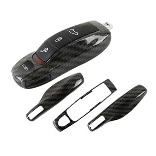 3pcs Carbon Fiber Vinyl FOB Remote Key Case Key Cover Modified Key Shell Refit Porsche Boxster Cayman 911 Panamera Cayen