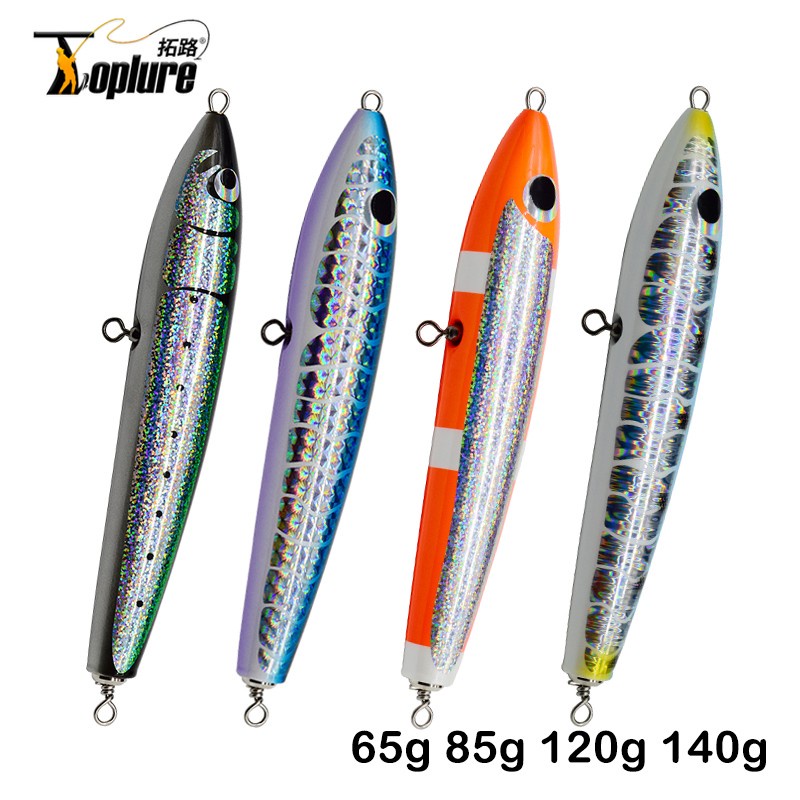 Tl 65g 85g 120g 140g ลอย Stickbait Topwater ดินสอเหยื่อเกมขนาดใหญ่พื้นผิว Trolling Lure Handcrafted GT ทูน่าเหยื่อไม้
