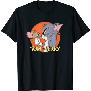 เสื้อยืดคอกลม แขนสั้น ผ้าฝ้าย 100% พิมพ์ลายการ์ตูน Tom and jerry Tom and jerry สไตล์คลาสสิก สําหรับผู้ชาย