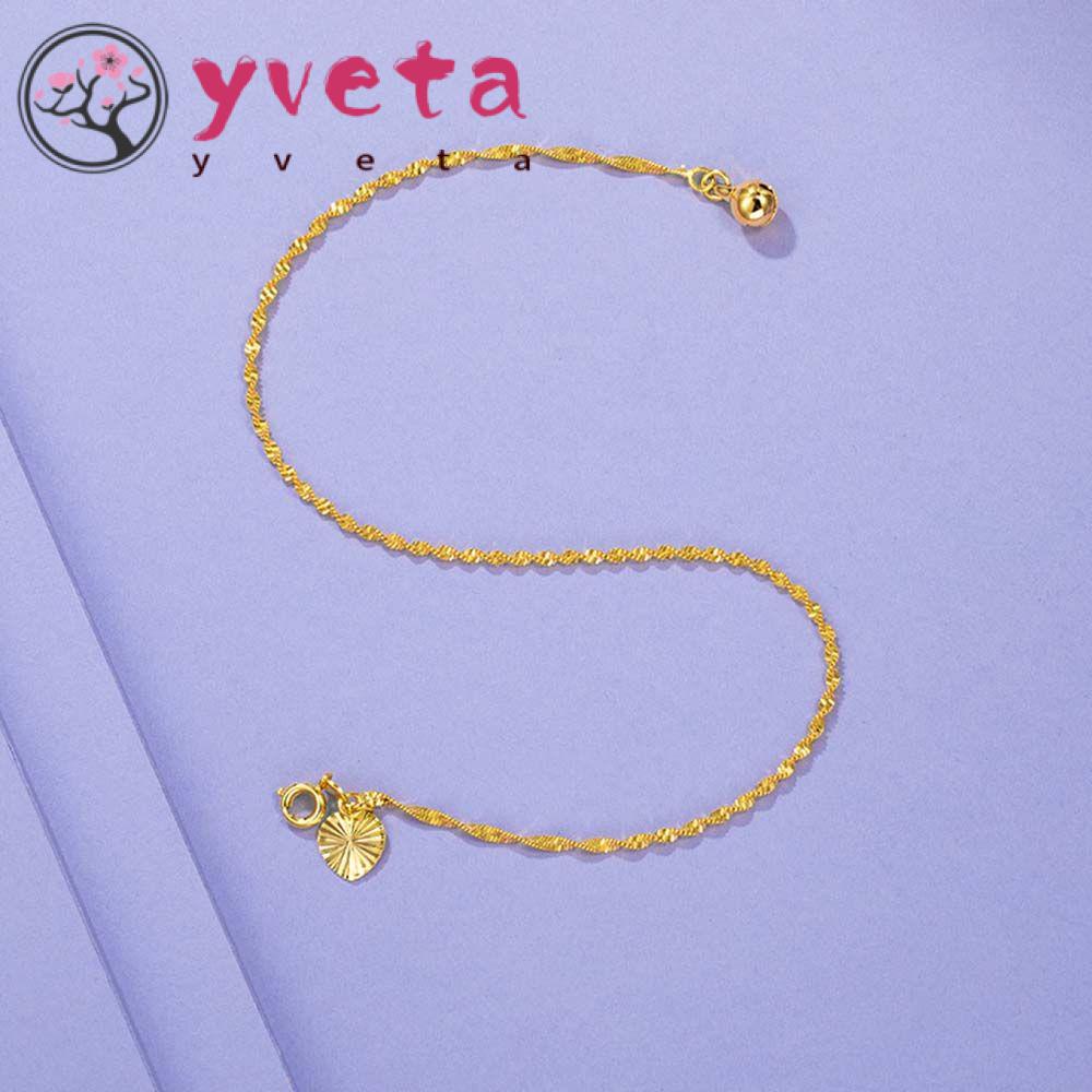 Yvette ใหม่ สร้อยข้อเท้าโซ่หนา จี้กระดิ่งน้ํา เครื่องประดับแฟชั่น สําหรับผู้หญิง