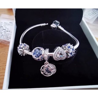 (พร้อมส่งทีไทย)ของแท100% ชุดสร้อยข้อมือแม่น้ำประกาย Pandora BlueBottomClear น้ำเงินP52