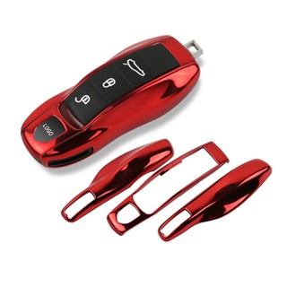 3pcs Mirror Red Car Fob Remote Key Case Key Cover Key Shell Replacement refit Porsche Boxster Cayman 911 Panamera Cayenn