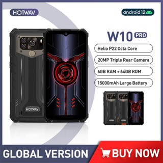 HOTWAV W10 Pro IP68 Waterproof Rugged Phone Helio P22 Android 12 Cellphone 6GB+64GB 20MP Rear Camera 15000mAh