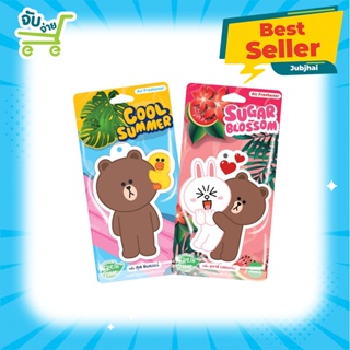 FreshTime เฟรชไทม์ LINE FRIENDS แผ่นน้ำหอมปรับอากาศ เฟรชไทม์ กลิ่น Sugar Blossom / Cool Summer 2 แผ่นในชุด