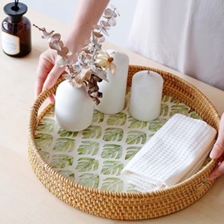 ถาดหวายแต่งโมเสก ถาดสปา ถาดใส่อาหาร พร็อพถ่ายรูป Rattanly Mosaic Tray🌷