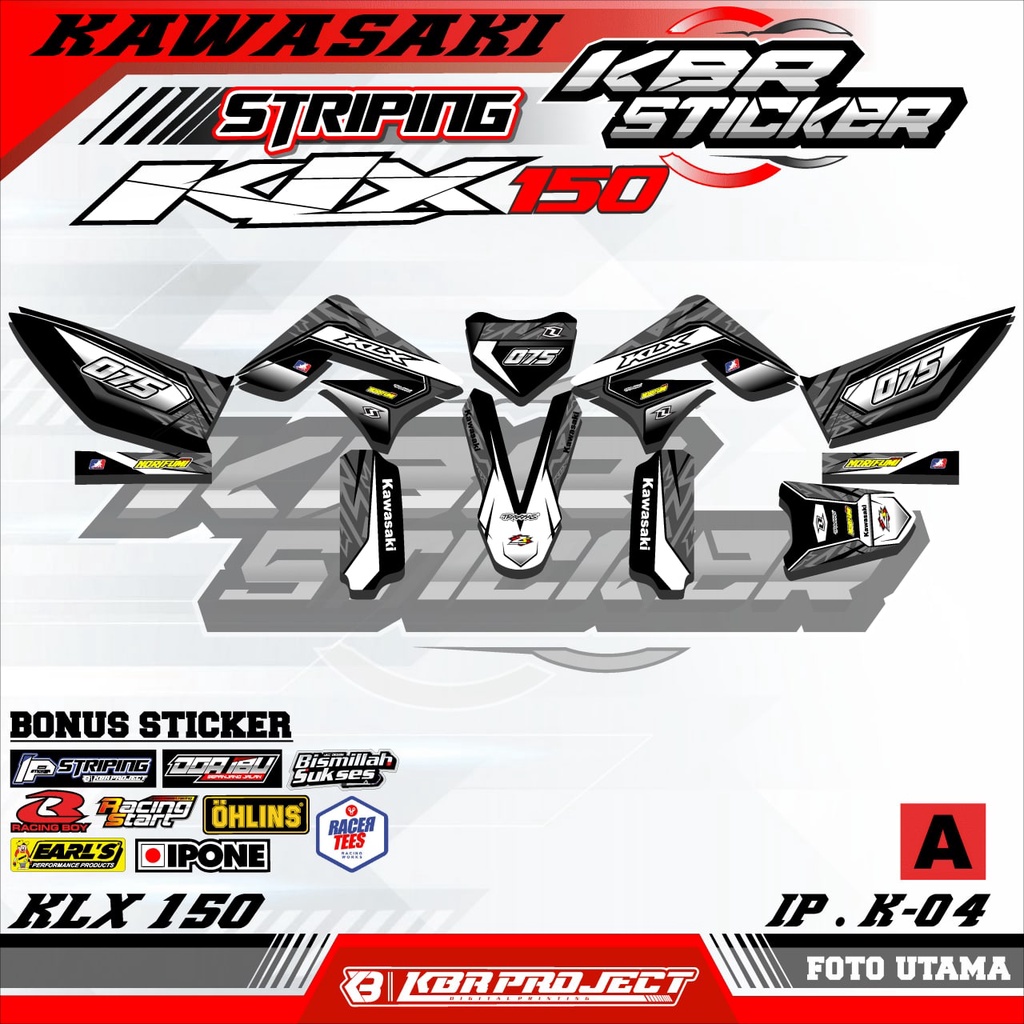 สติ๊กเกอร์สะท้อนแสง VARIATION MOTORCYCLE RSTRIPING ใหม่ล่าสุด KAWASAKI KLX.150.เค.04