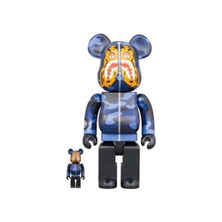 ใหม่พร้อมส่ง ของแท้ BE@RBRICK x Bape Play Camo Shark Blue 400% + 100%