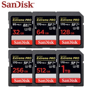 Sandisk Extreme PRO 512GB 128GB 256GB กล้องวิดีโอ 64GB 32GB 4k พร้อมการ์ดหน่วยความจํา SD 170MB/S ความเร็วสูง