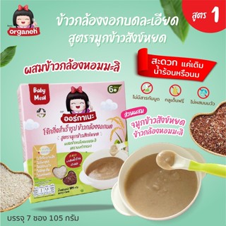 Organeh โจ๊กข้าวกล้องงอกบด สำหรับเด็ก 6 เดือน+ สูตรจมูกข้าวสังข์หยด ผสมข้าวกล้องหอมมะลิ Baby Meal Mixed GabaRicePorridge