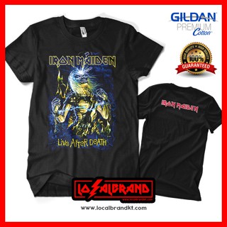 ♦▣Iron Maiden Live After Death Rock Metal เสื้อยืดวง Gildan ผ้าฝ้ายพรีเมี่ยม 100% โดย localbran bLv