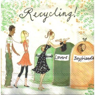 Pladao Napkin ภาพคำคม Recycling Boyfriends กระดาษ แนพกิ้น สำหรับงานศิลปะ เดคูพาจ decoupage ขนาด M 25x25