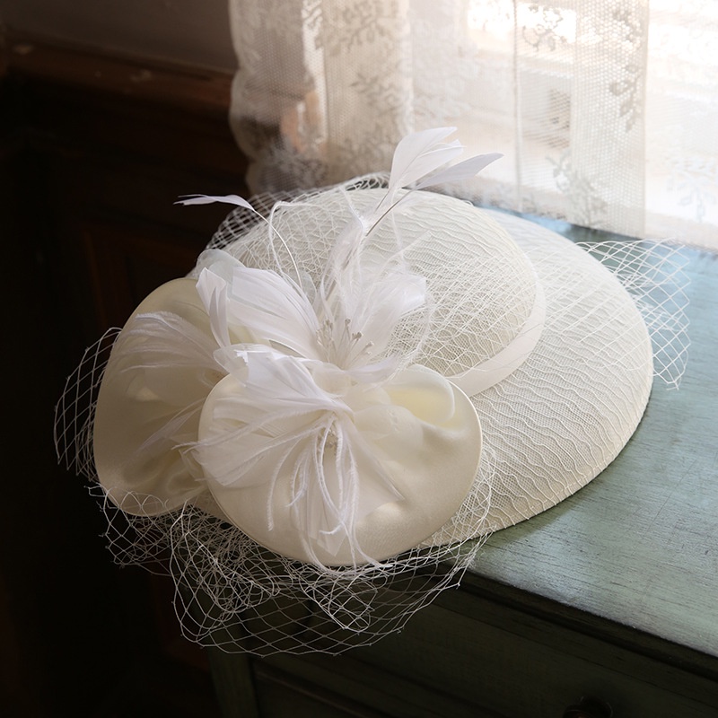 Kelas อย่างเป็นทางการ Parti elegan topi ฝรั่งเศสสง่างามตาข่ายด้านบนหมวกเจ้าสาวดอกไม้อาหารค่ําพรรคภาพสตูดิโอ ชม. หูฟัง ไง