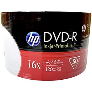 แผ่น DVD HP 16X 4.7 GB หน้าขาว แผ่นดีวีดีใช้ไรท์ข้อมูล 1แพ็ค 50แผ่น