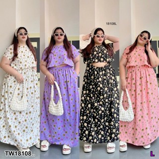 TT18108 เดรส #Bigsize เว้าเอว พิมพ์ลายดอกไม้ Dress #Bigsize, waist, floral print..