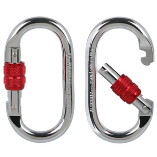 [Lixada Th Mall] 25KN Professional Climbing Carabiner สกรูล็อคประตู Carabiner Heavy Duty O-shape Steel ปีนเขาหัวเข็มขัดน้ําหนักเบาคลิปล็อคเปลญวนสําหรับปีนเขา